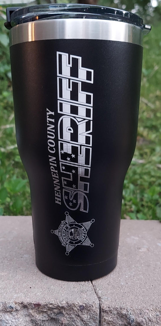 custom laser engraved tumbler squad graphics