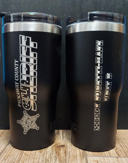 custom laser engraved tumbler squad graphics