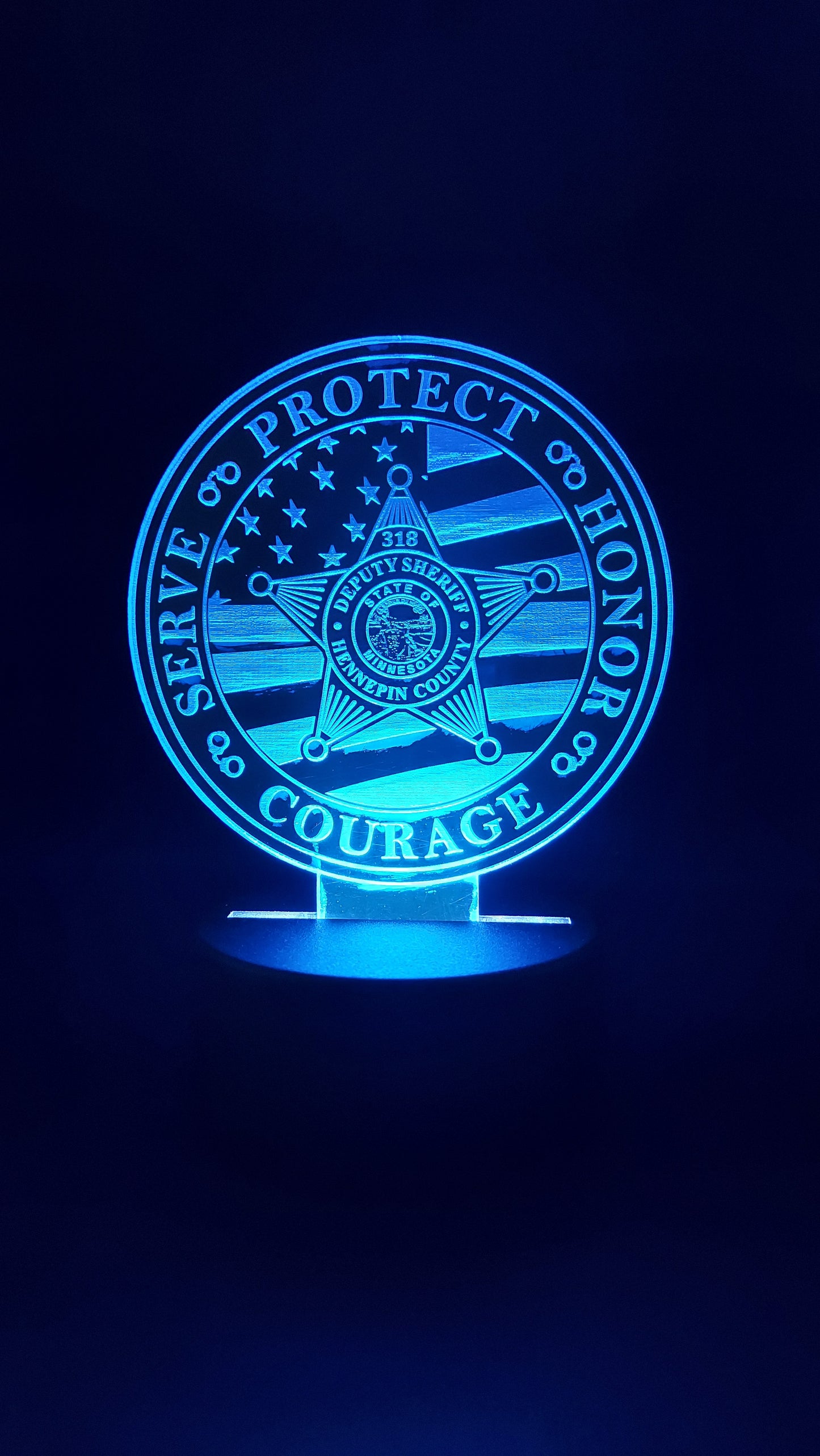 custom engraved police badge acrylic night light