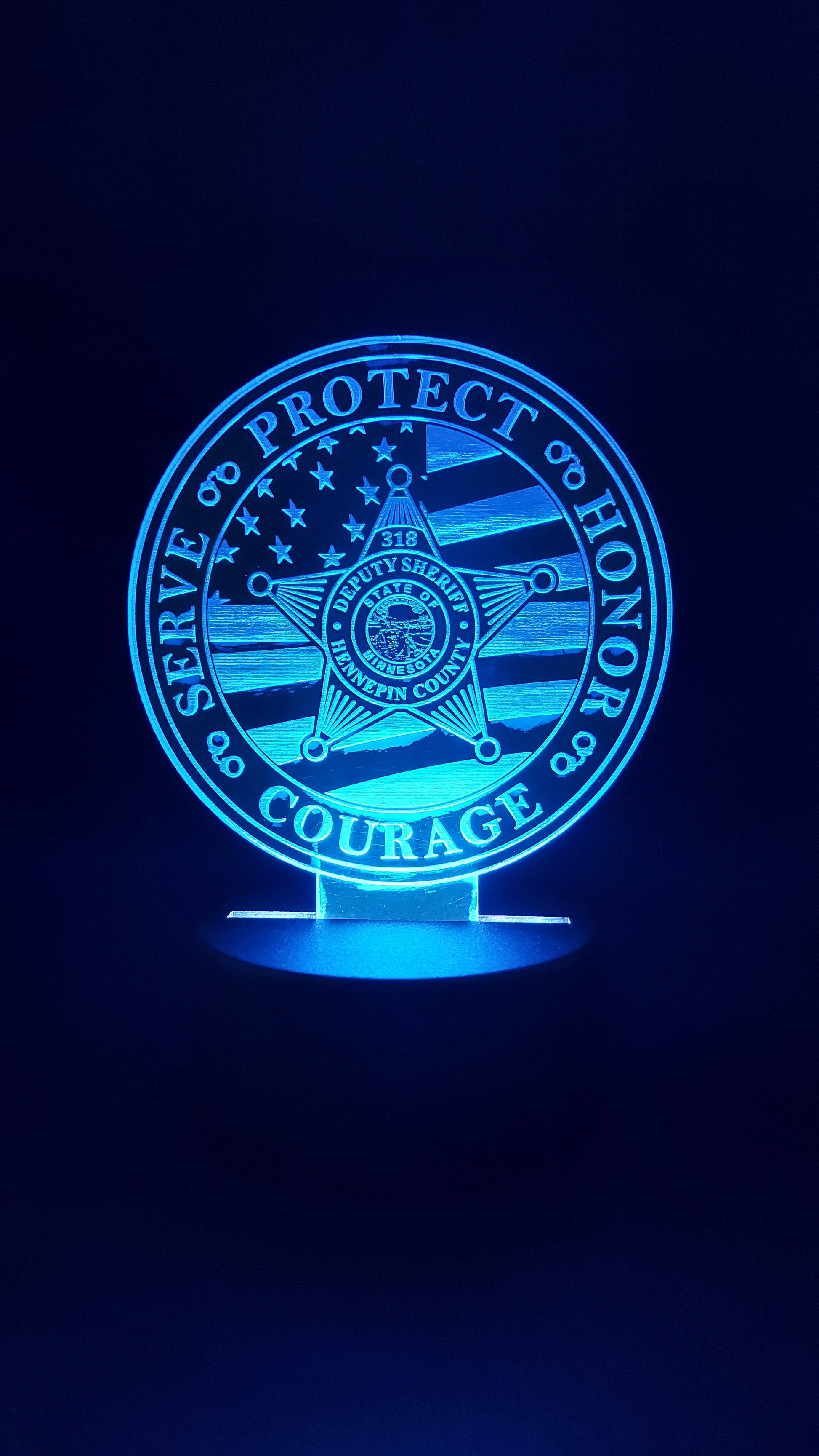 custom engraved police badge acrylic night light