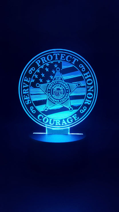 custom engraved police badge acrylic night light