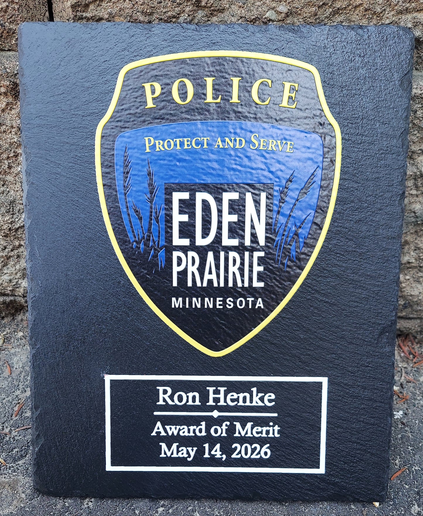 custom police slate plaque full color uv printed eden prairie police 