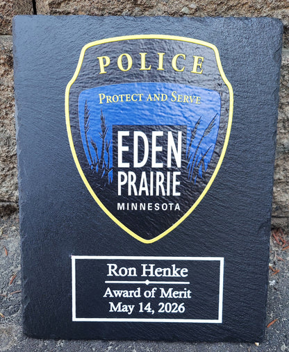custom police slate plaque full color uv printed eden prairie police 