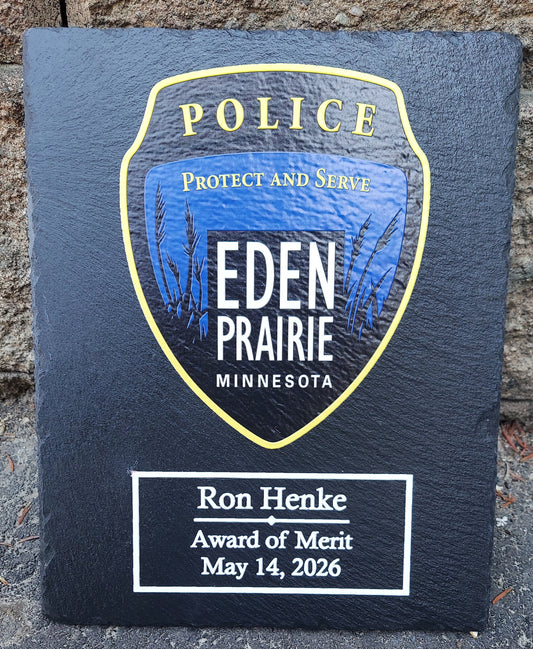 custom police slate plaque full color uv printed eden prairie police 