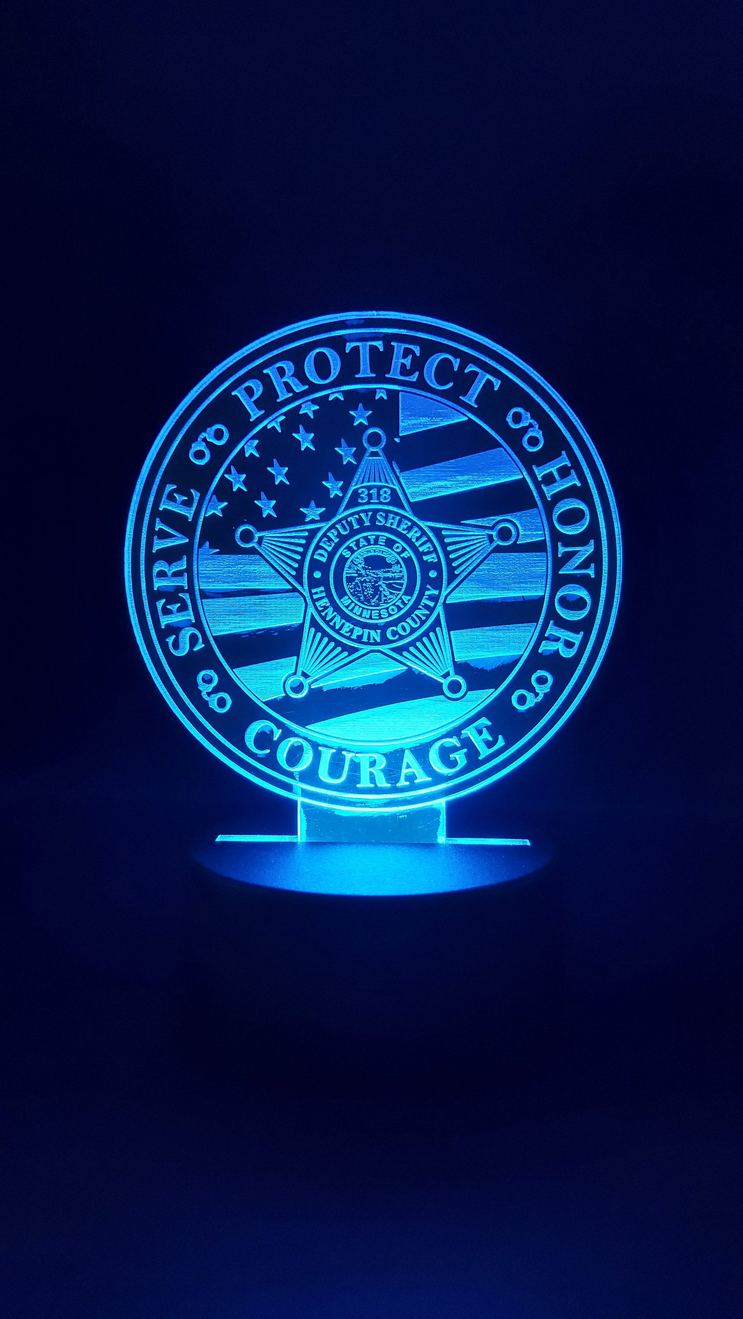 custom engraved police badge acrylic night light