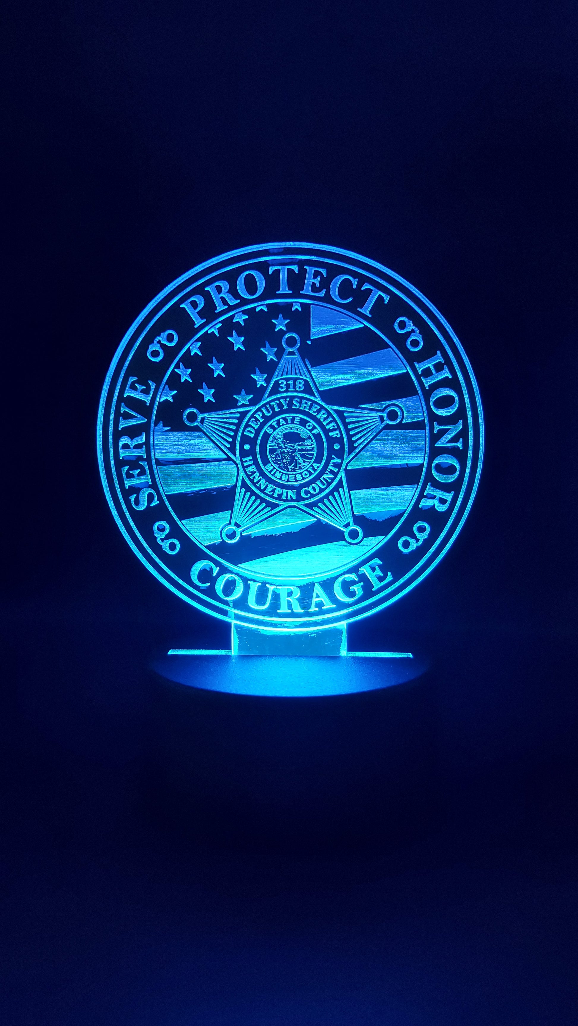 custom engraved police badge acrylic night light