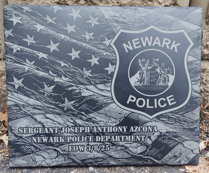 engraved police memorial plaque Sergeant Joseph Anthony Azcona Newark Police Department New Jersey