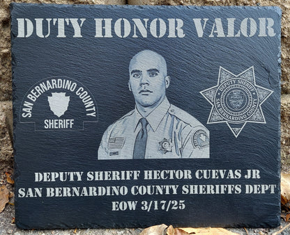 engraved police officer memorial plaque deputy hector cuevas san bernardino sheriffs office