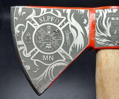 firefighter gift  custom laser engraved red firemans axe 