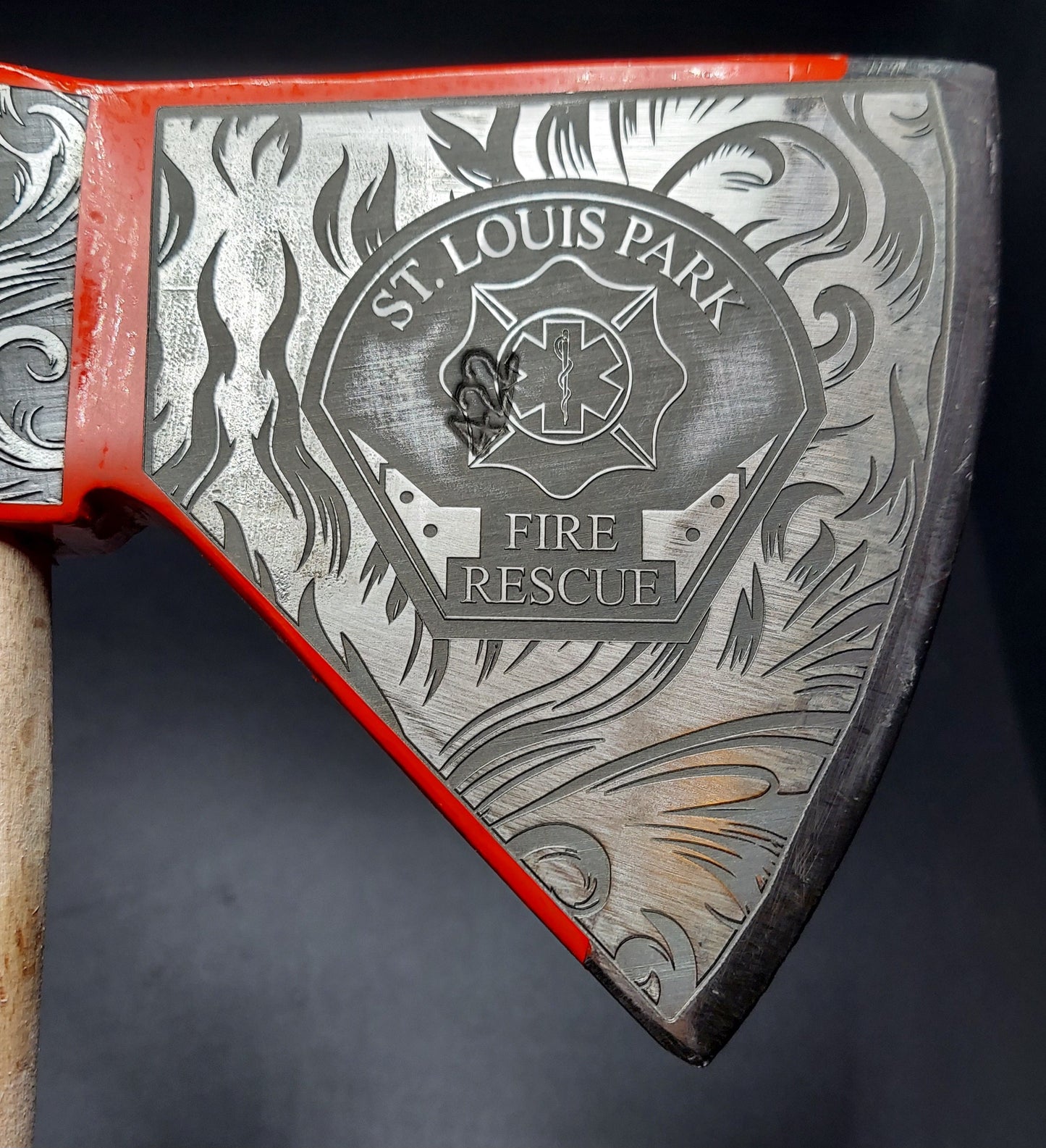 firefighter gift  custom laser engraved red firemans axe 