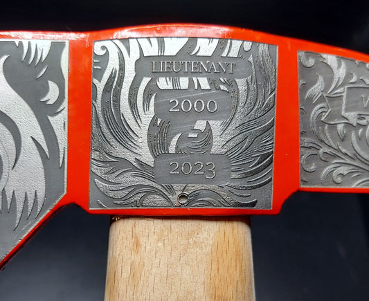 firefighter gift  custom laser engraved red firemans axe 