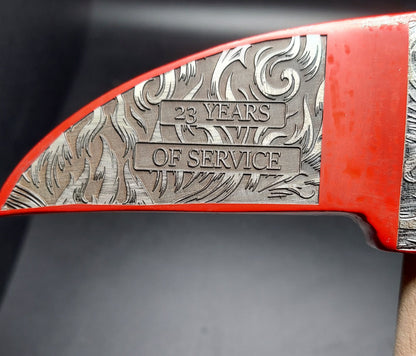 firefighter gift  custom laser engraved red firemans axe 
