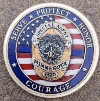 full color challenge coin agent huettl bca first responder design with badge