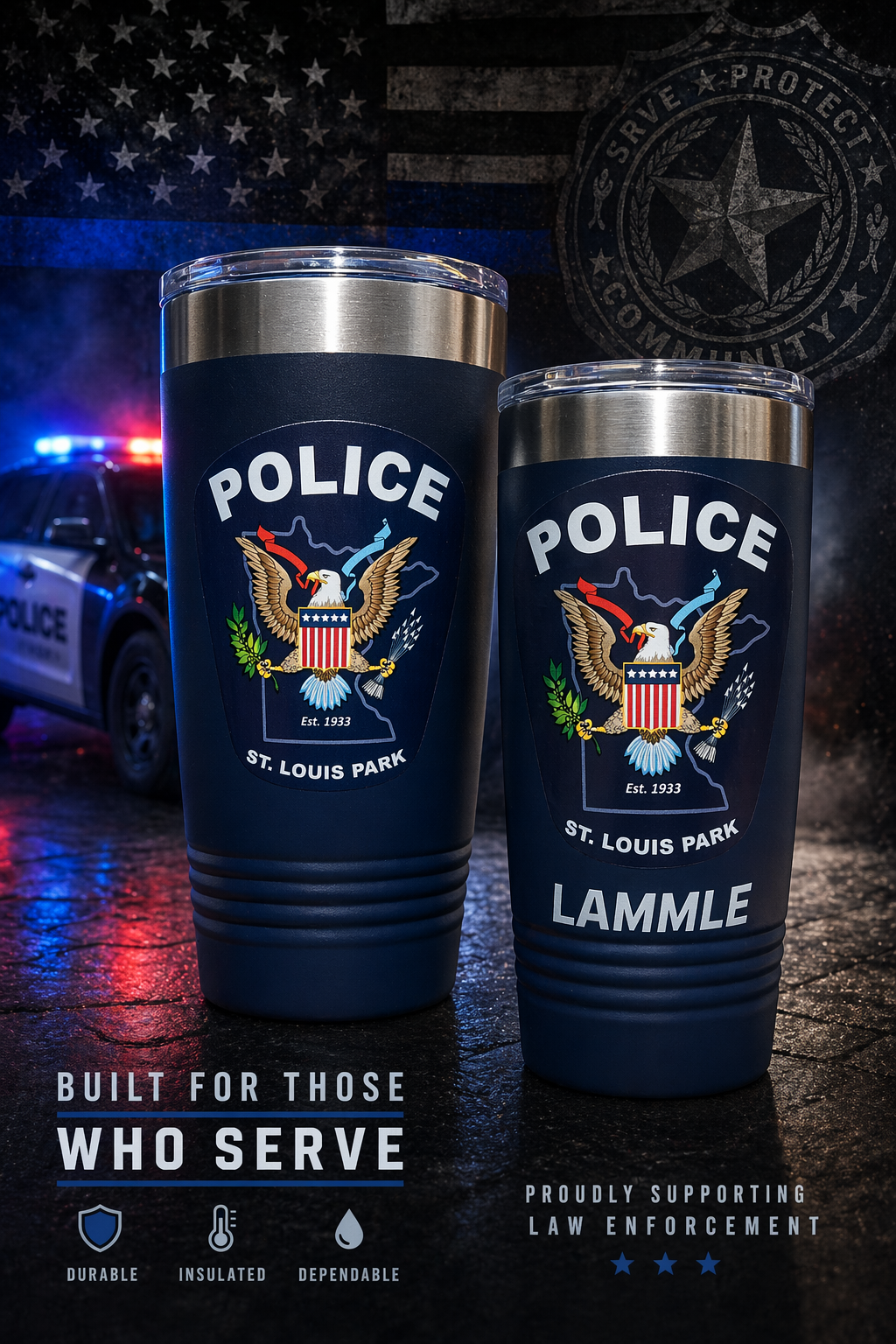 high resolution full color police patch printed tumbler 