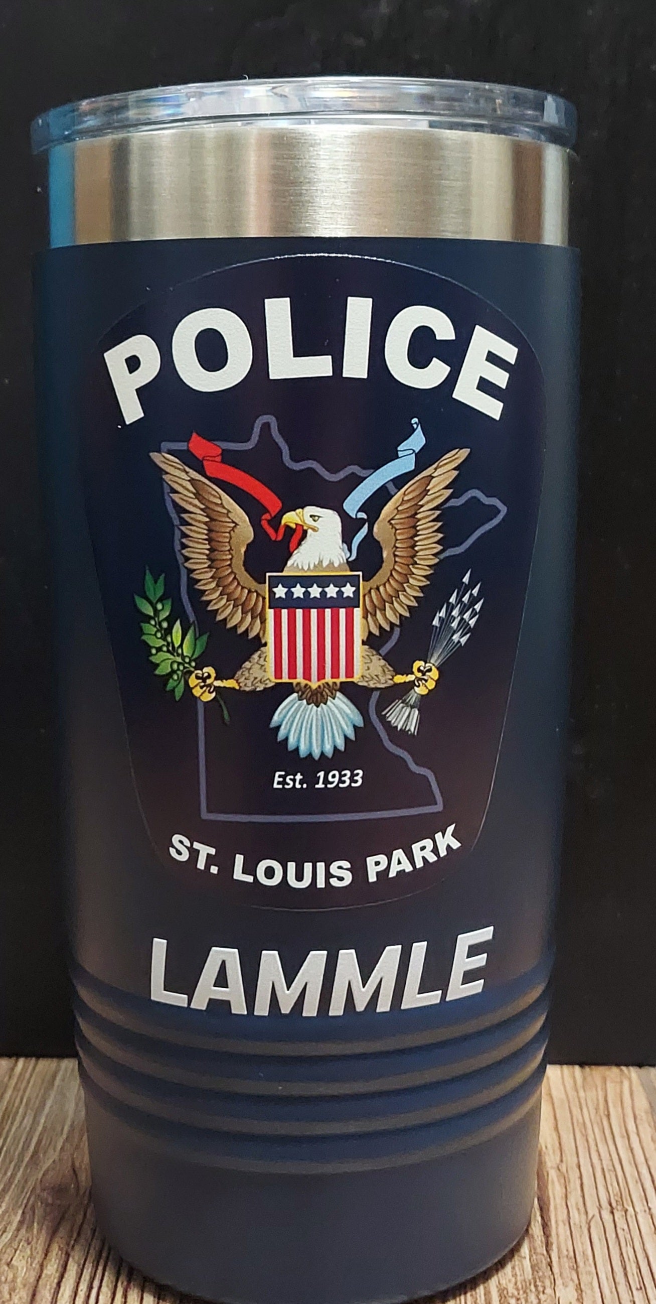 high resolution full color police patch printed tumbler with name