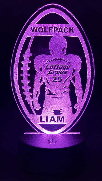 personalized acrylic football night light with light base