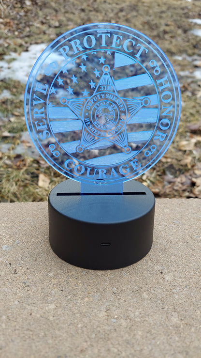 custom engraved police badge acrylic night light