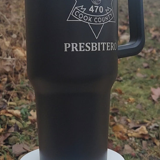 custom laser engraved intrepid brand tumbler 
