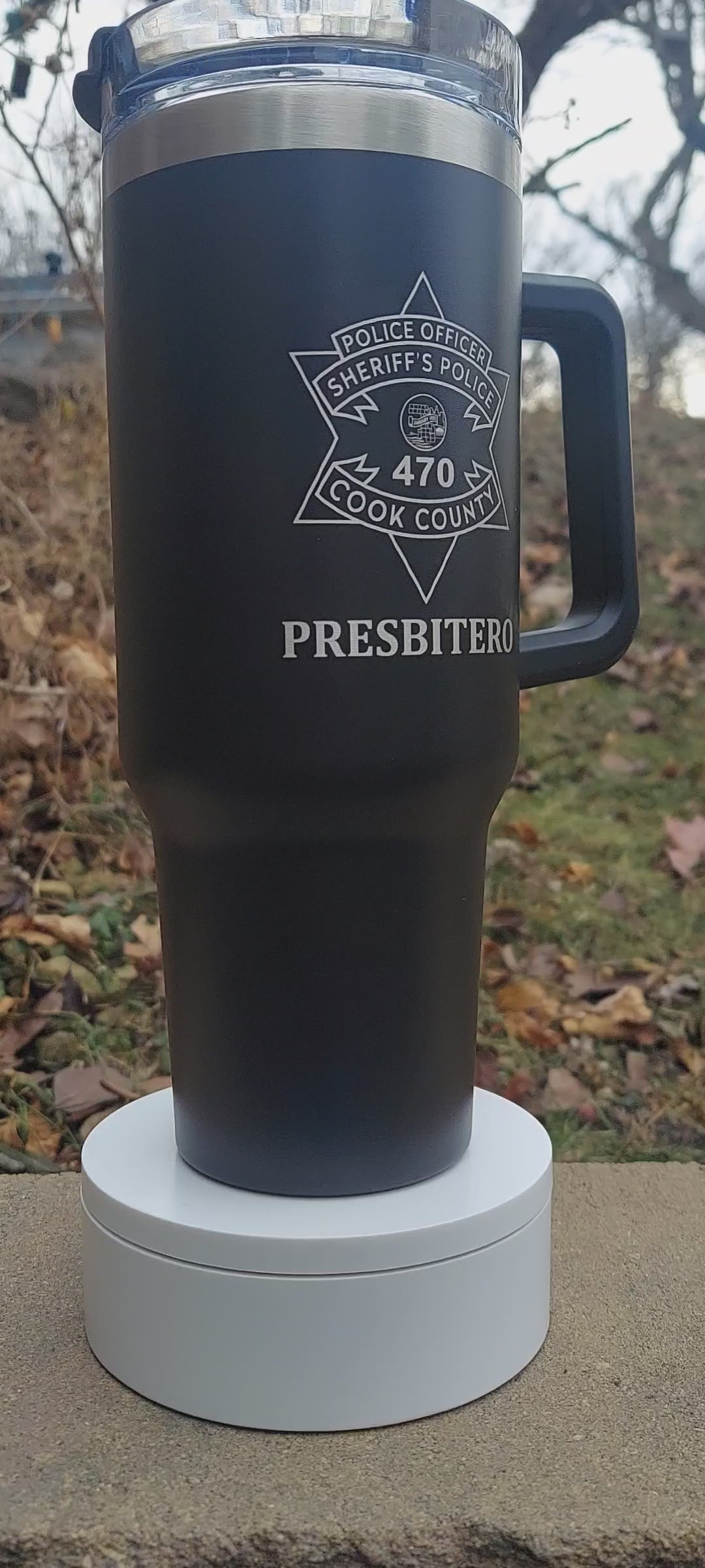 custom laser engraved intrepid brand tumbler 