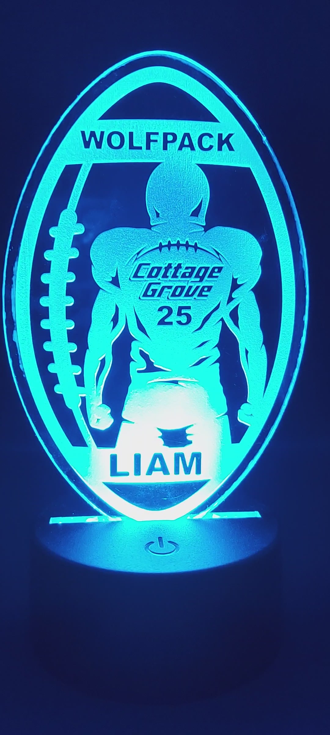 acrylic football night light with light base