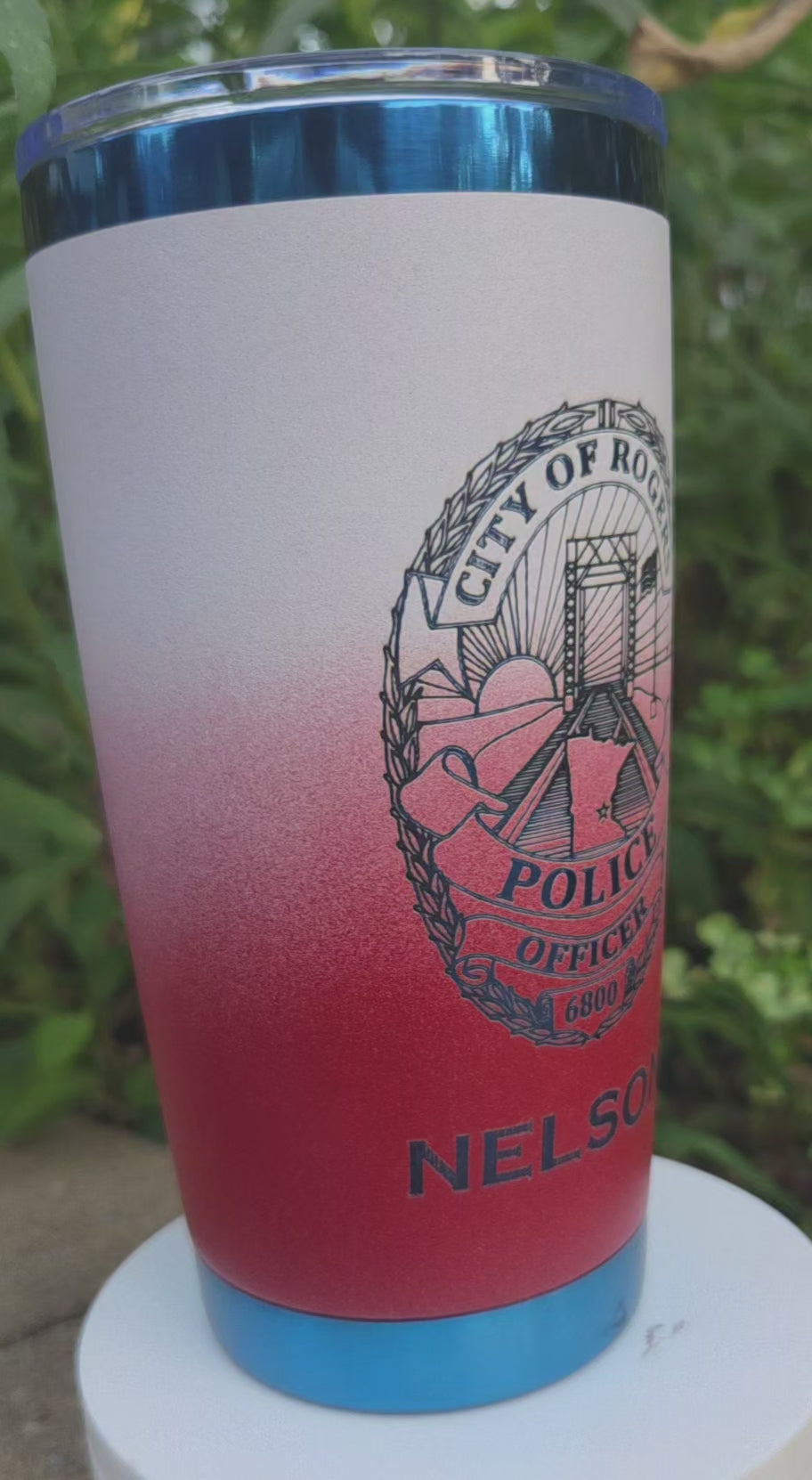 custom engraved red white and blue tumbler patriotic law enforcement firefighter
