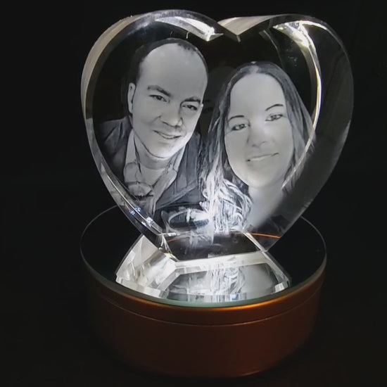 custom laser engraved 3d crystal heart shaped keepsake