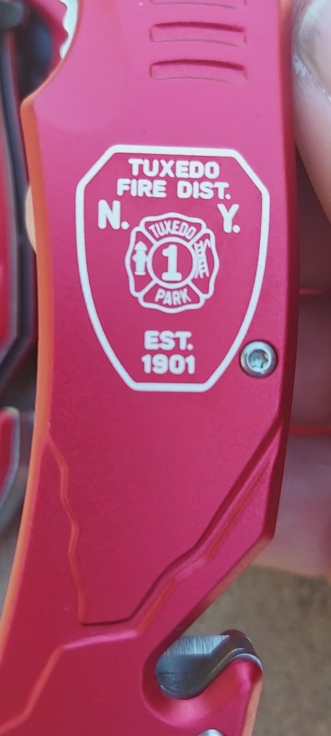 custom engraved red bison river knives firefighter fireman paramedic fire department 
