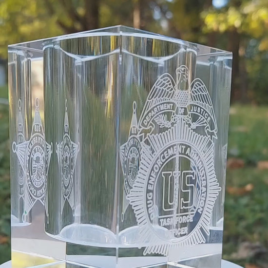 Custom engraved pen pencil holder