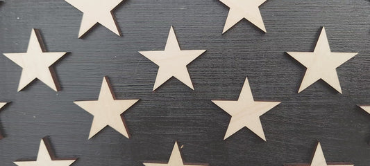 custom burnt wood blue line flag with text 