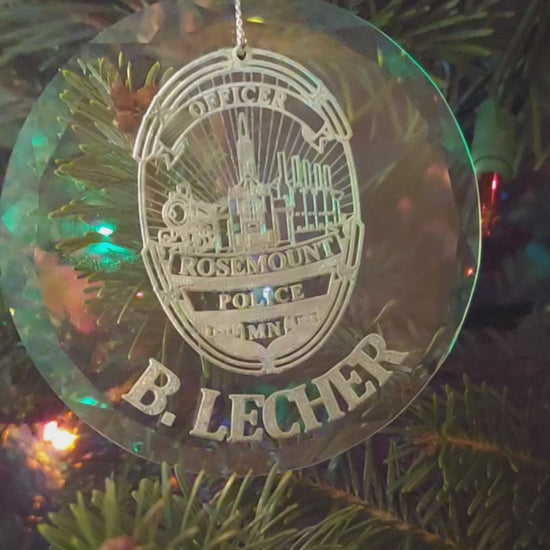 custom laser engraved crystal christmas ornament rosemount police department 