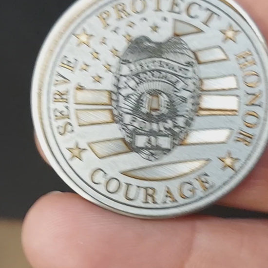 custom laser engraved challenge coin with flag