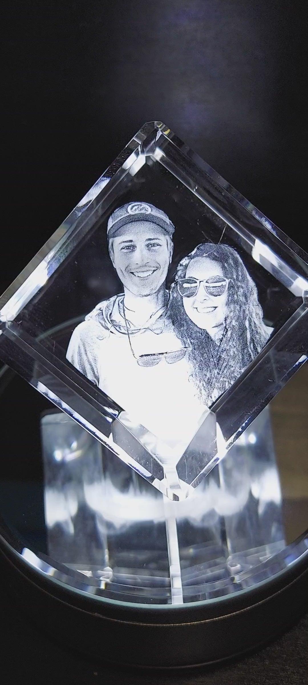 custom laser engraved 3d crystal cut corner keepsake