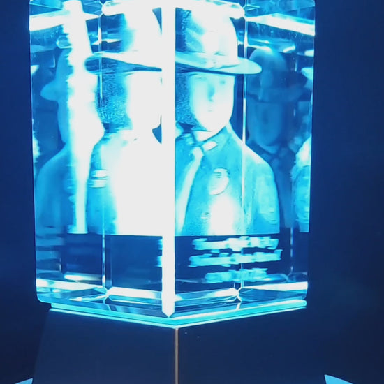 laser engraved 3D crystal police officer memorial 