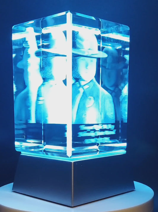 laser engraved 3D crystal police officer memorial 