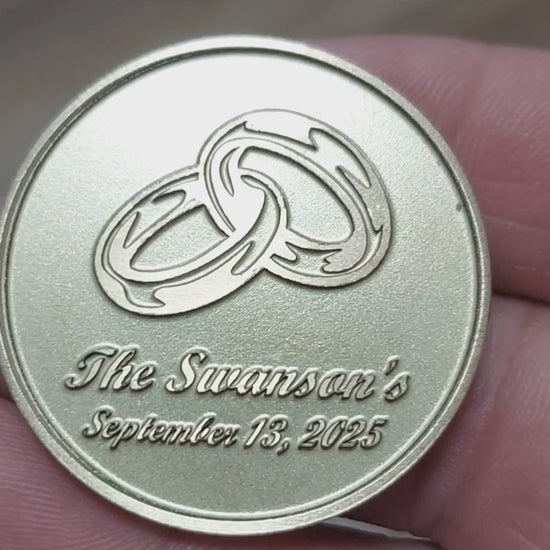 Custom engraved wedding challenge coin wedding bands