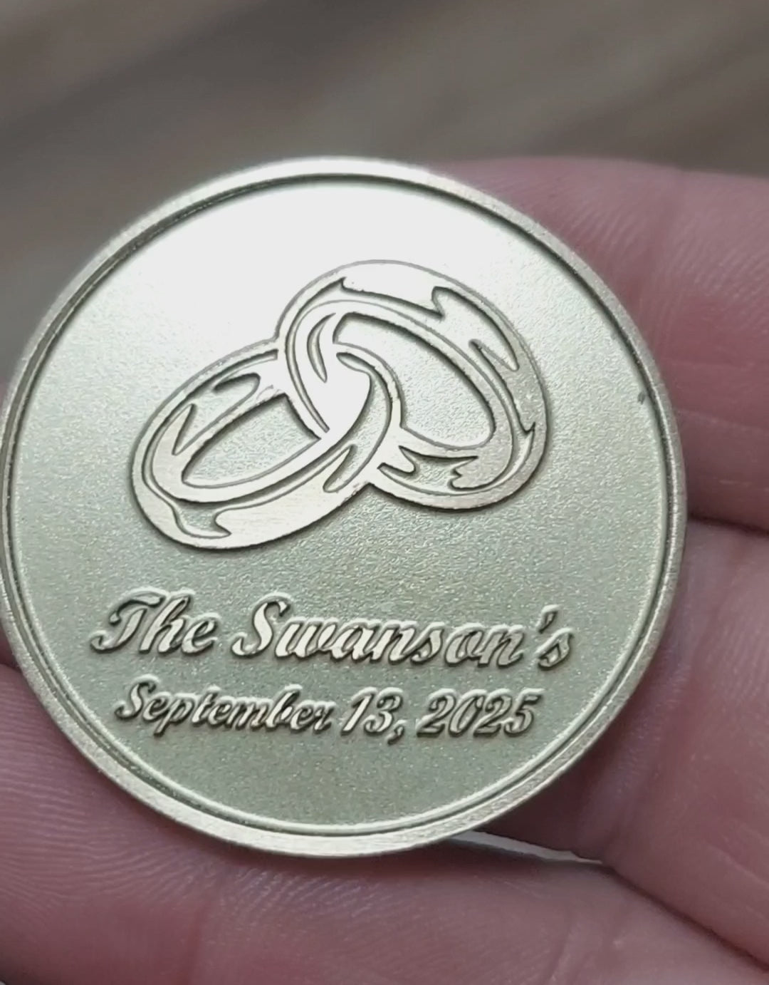 Custom engraved wedding challenge coin wedding bands