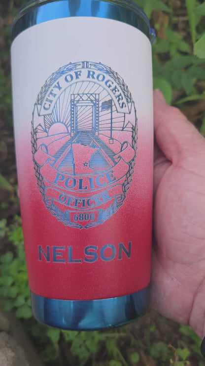 custom engraved red white and blue tumbler patriotic law enforcement firefighter
