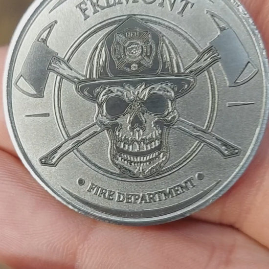 custom laser engraved firefighter challenge coin 