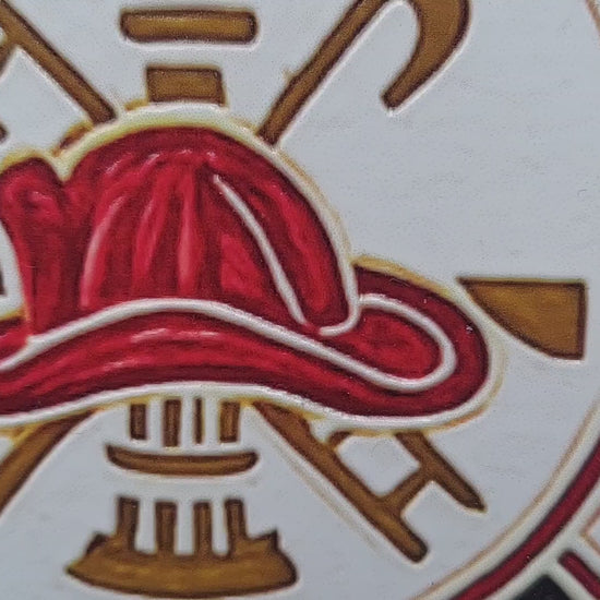 custom engraved distressed red line flag firefighter badge patch full color 