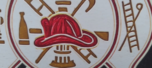 custom engraved distressed red line flag firefighter badge patch full color 