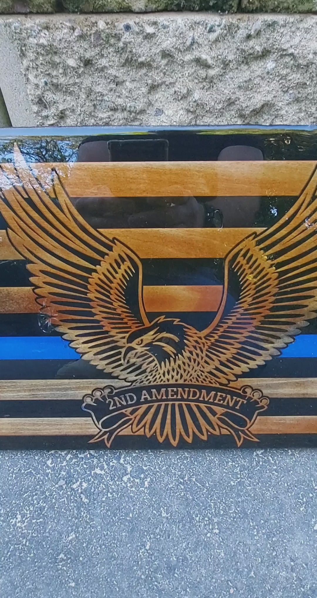 Custom engraved epoxy wood flag