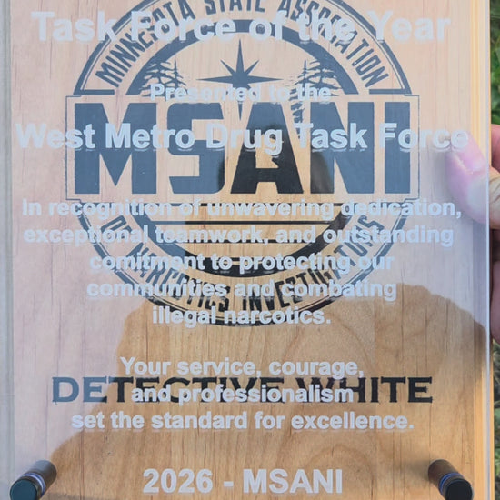 Custom Engraved Red Alder & Acrylic Award Plaque 