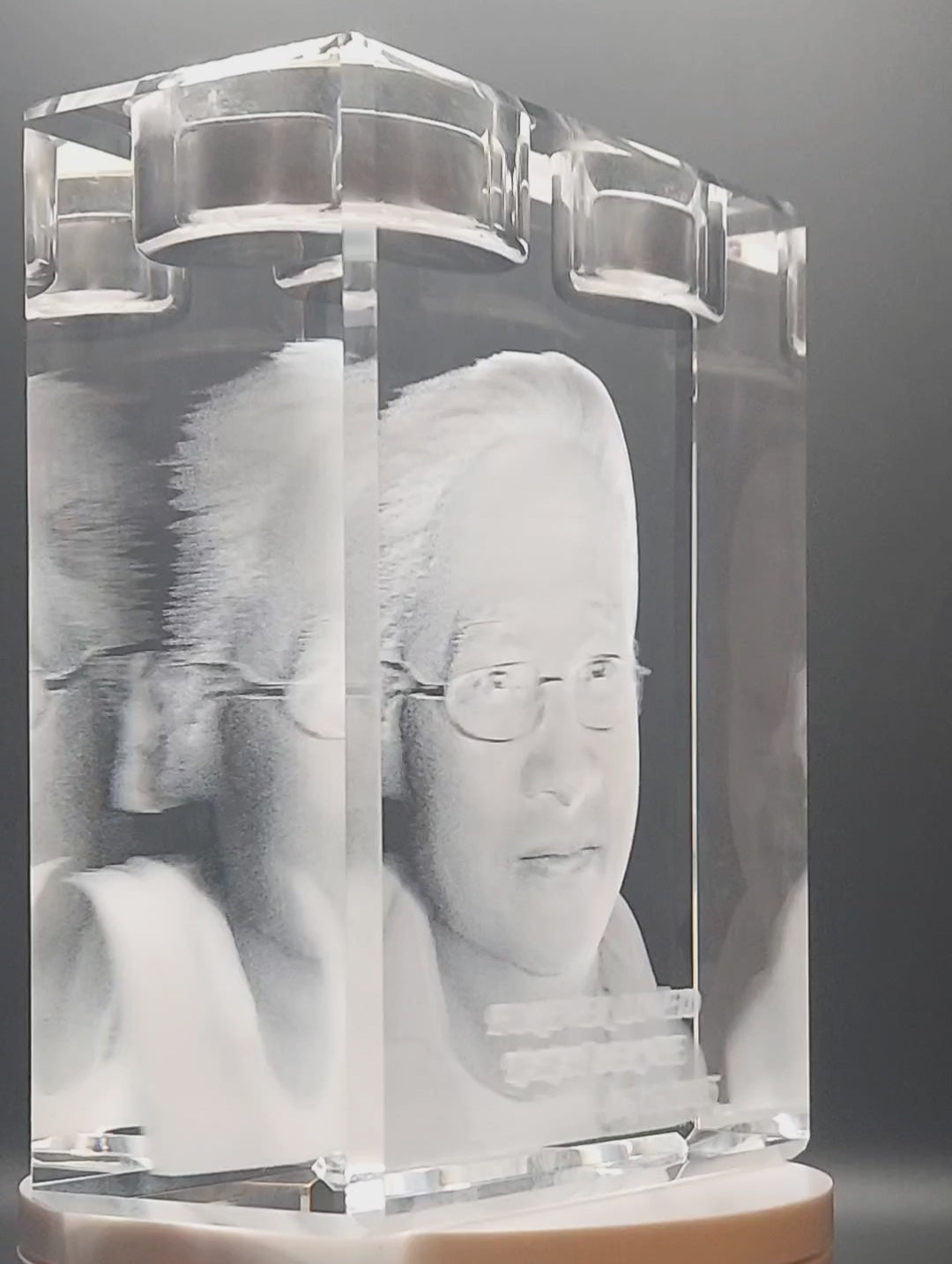 custom laser engraved 3d crystal urn candle holder 
