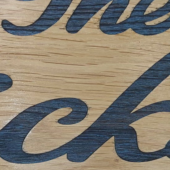white oak wood sign engraved