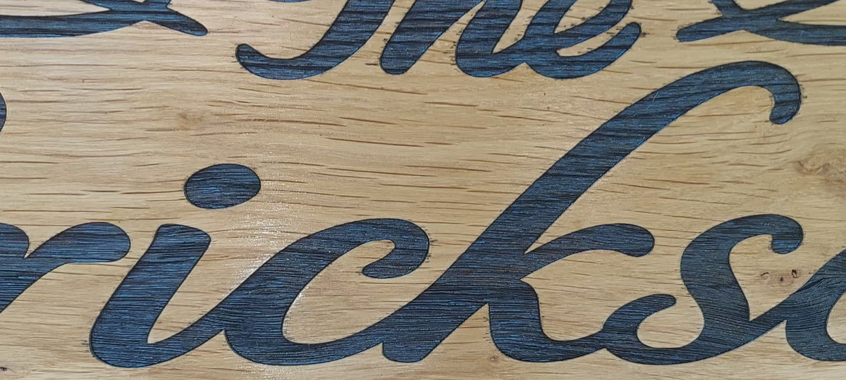 white oak wood sign engraved
