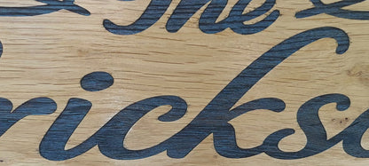 white oak wood sign engraved