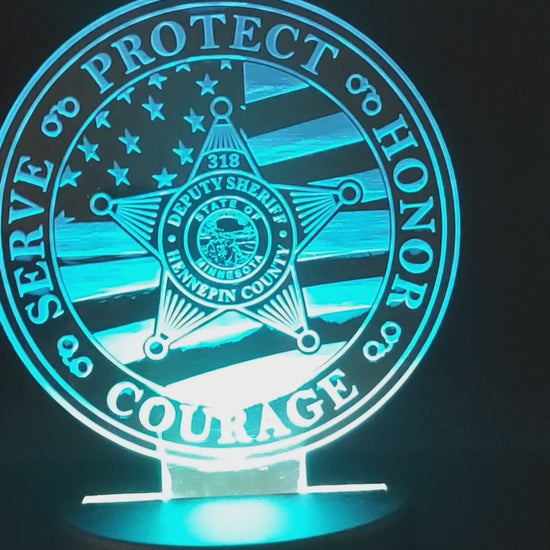 custom engraved police badge acrylic night light