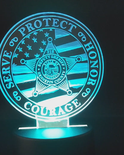 custom engraved police badge acrylic night light
