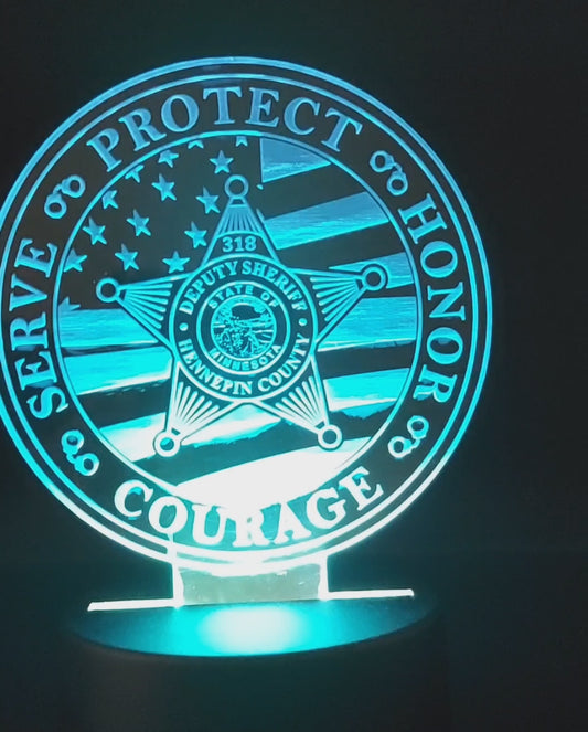 custom engraved police badge acrylic night light