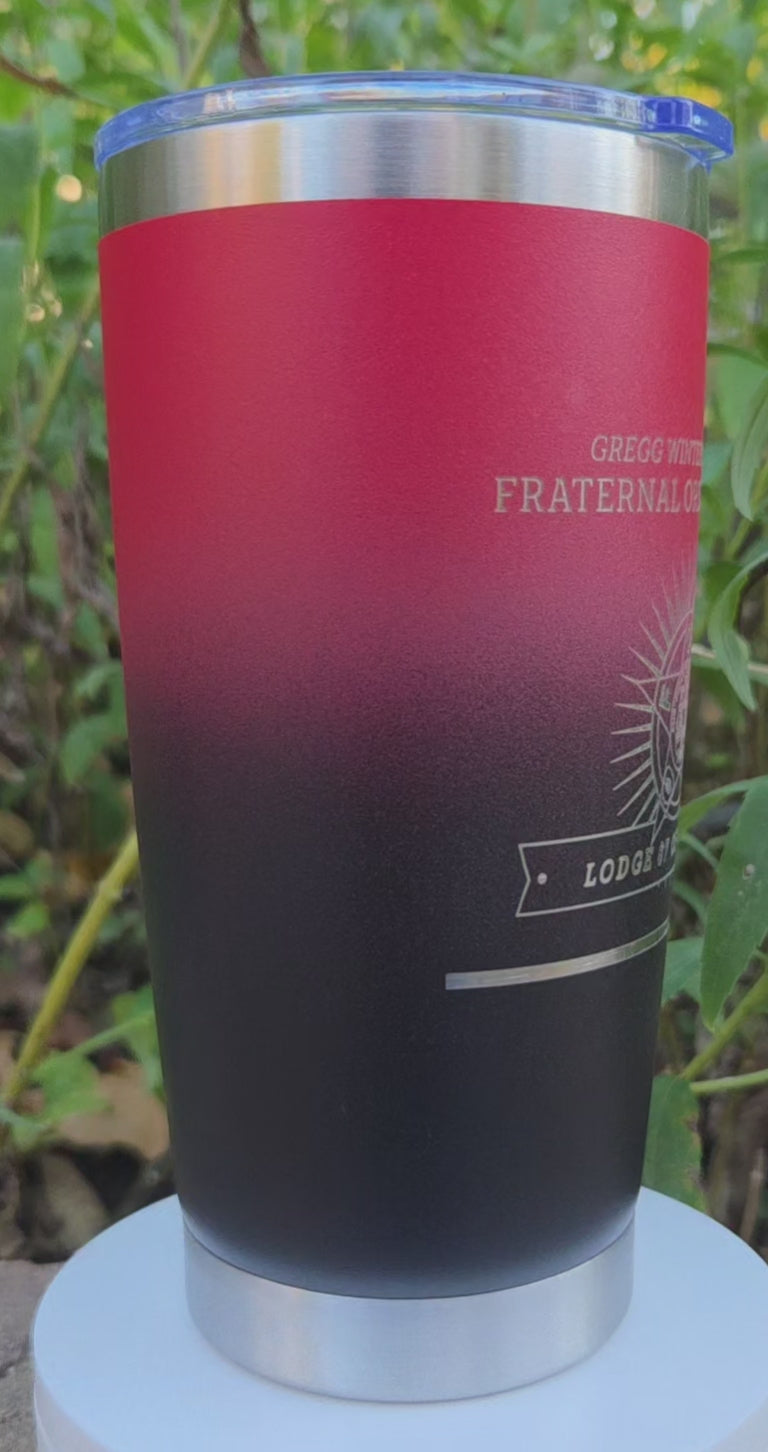custom engraved 20oz red black tumbler firefighter law enforcement business logo 